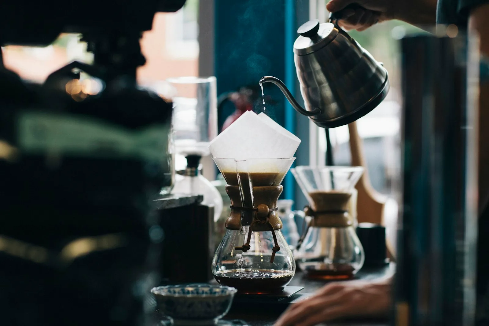 Fresh coffee prepared for a morning ritual