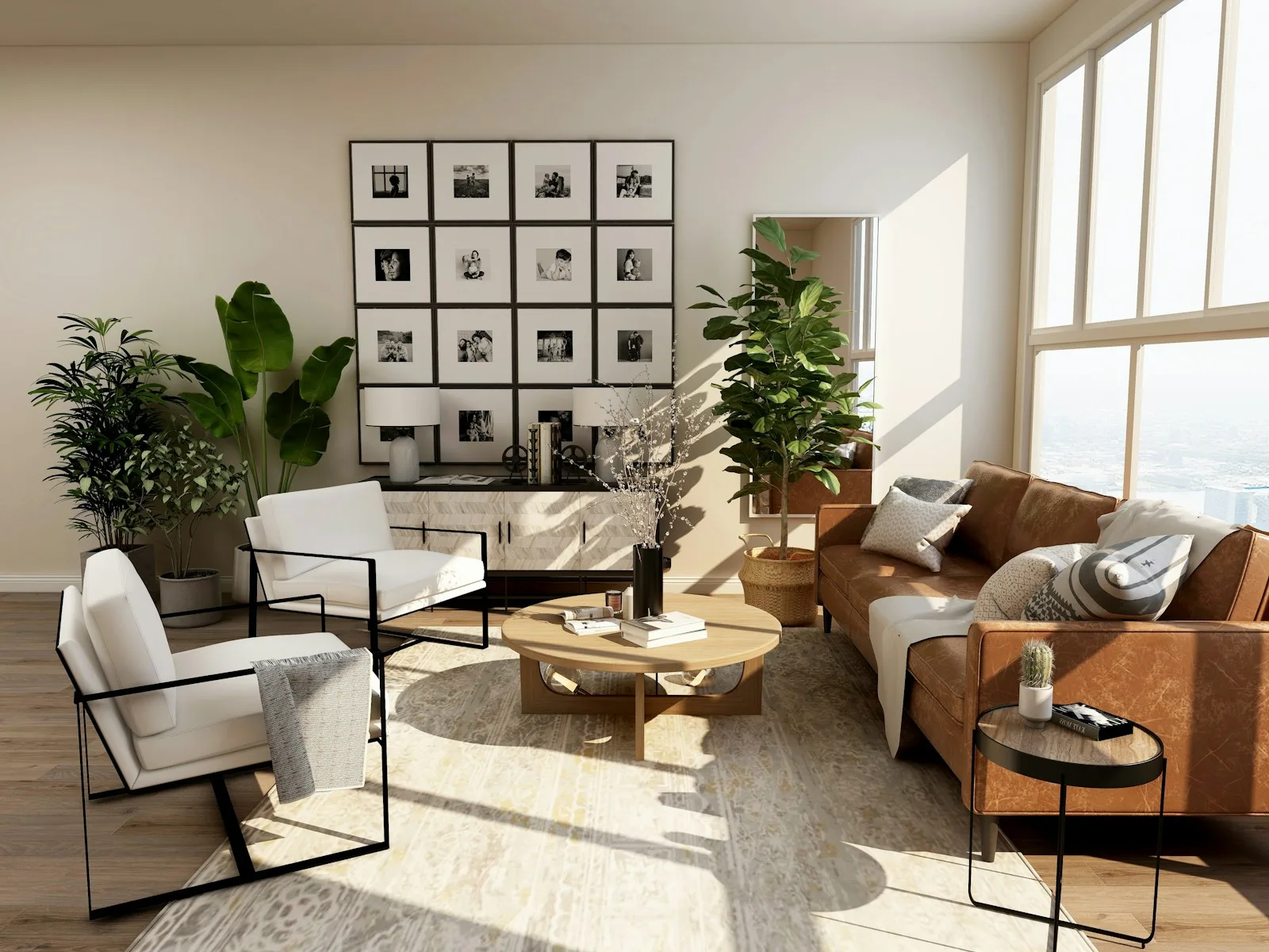 Warm, minimalist interior with natural textures